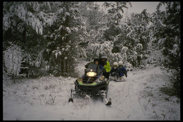 513047 Towing The Kids On Sled A4 Photo Print