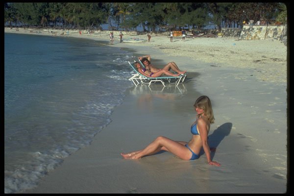 513090 People On Beach, Nassau, Bahamas A4 Photo Print