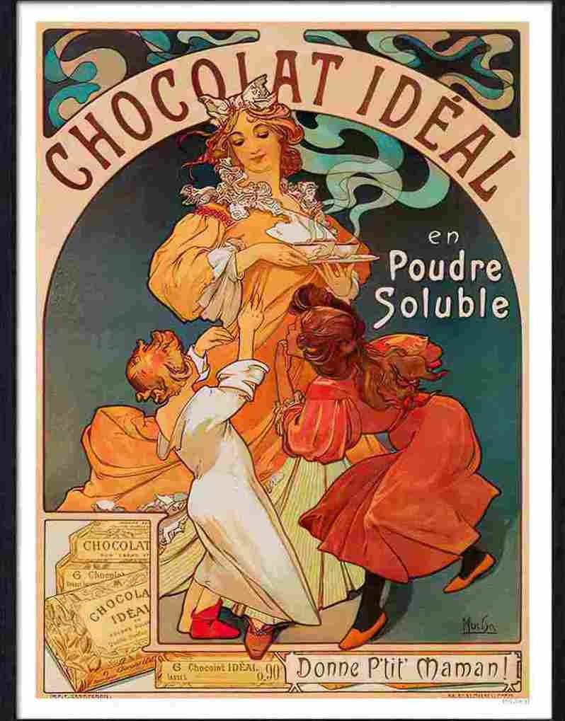 514 02 chocolat ideal alphonse mucha Advert A4 Photo Print