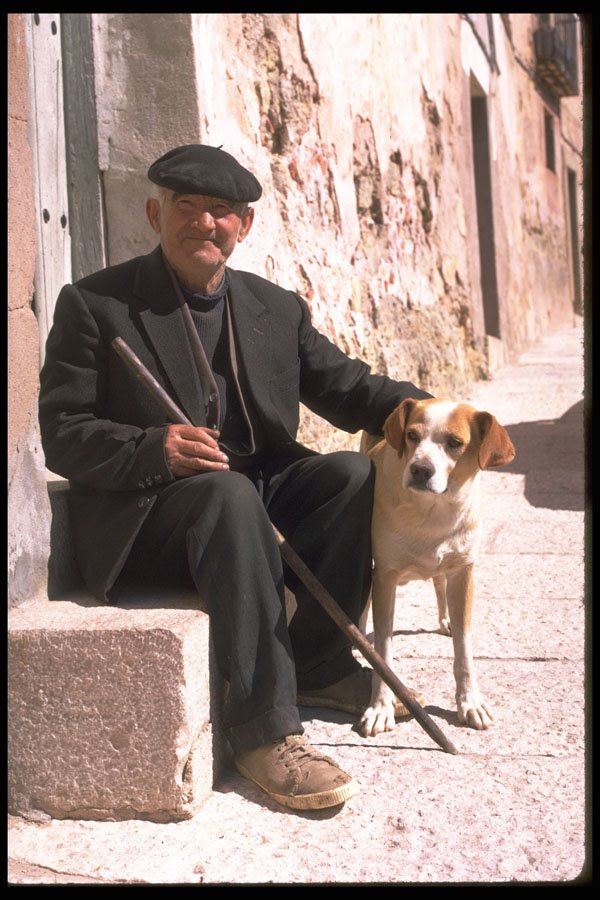 515000 Old Man With Dog In Siguenza A4 Photo Print