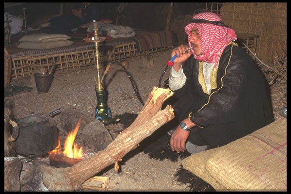 515007 Bedouin Sitting By The Campfire, Wadi Rum, Jordan A4 Photo Print