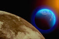 520001 Moon, Earth And Sun A4 Photo Print