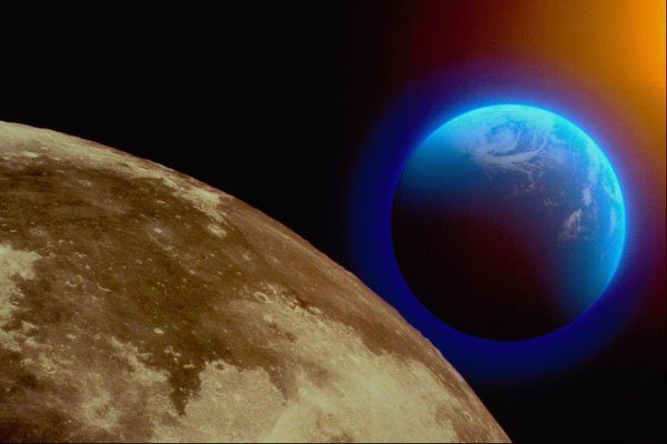 520001 Moon, Earth And Sun A4 Photo Print