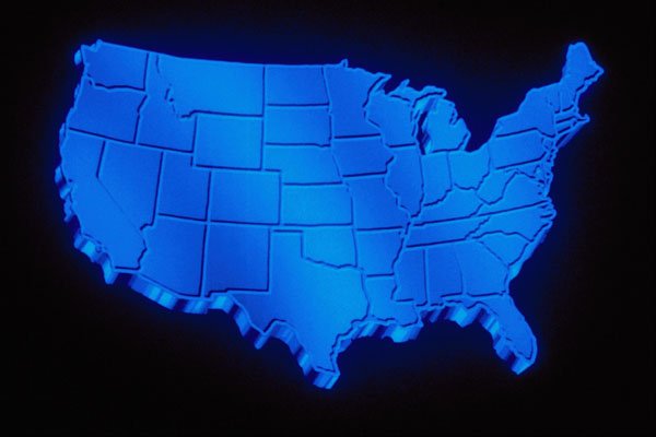 520007 Graphic U.S. Map Over Black Background A4 Photo Print