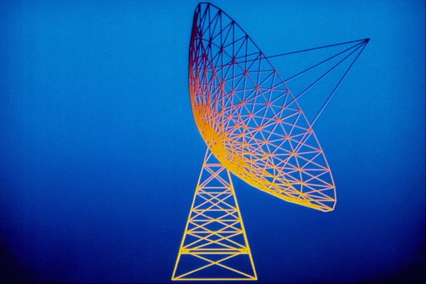 520008 Animated Satellite Dish Over Blue Background A4 Photo Print