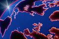 520011 Graphic Earth Perspective With Sun On Horizon A4 Photo Print