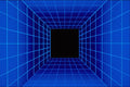 520012 Blue Square Tunnel Grid A4 Photo Print