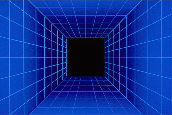 520012 Blue Square Tunnel Grid A4 Photo Print