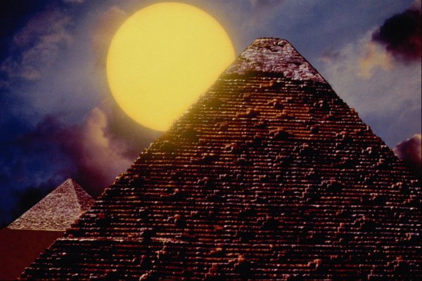 520017 Egyptian Pyramid With Sun In Background A4 Photo Print