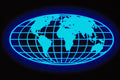 520023 Blue Globe Grid Over Black Background A4 Photo Print