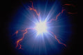 520036 Large Glowing Electro charge Over Blue Background A4 Photo Print