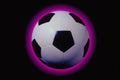 520043 Glowing Soccer Ball Over Black Background A4 Photo Print