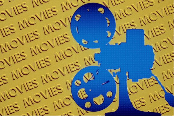 520046 Film Projector Over Yellow movies Background A4 Photo Print
