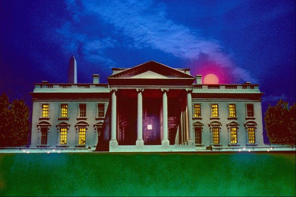 520065 White House With Sun A4 Photo Print