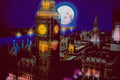 520072 Big Ben, London With Moon A4 Photo Print