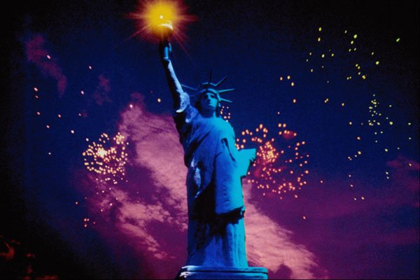 520085 Statue Of Liberty With Fireworks A4 Photo Print