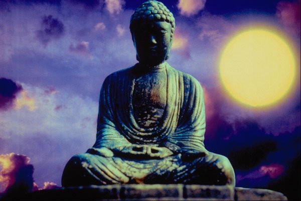 520087 Statue Of Buddha With Sun A4 Photo Print