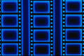 520091 Vertical Blue Filmstrips Over Black Background A4 Photo Print