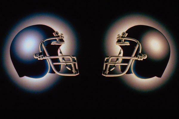 520099 Glowing Football Helmets A4 Photo Print