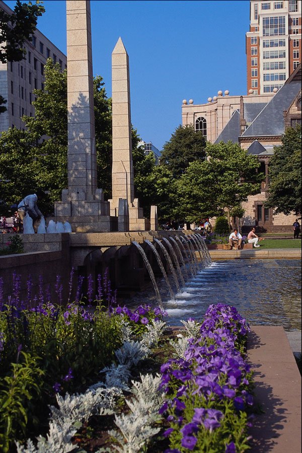 526031 Flower lined Fountain A4 Photo Print
