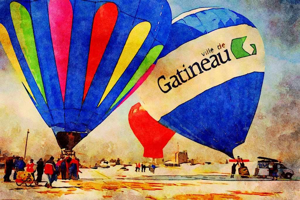 528001 Balloons Filling In Gatineau A4 Limited Edition Watercolour Print