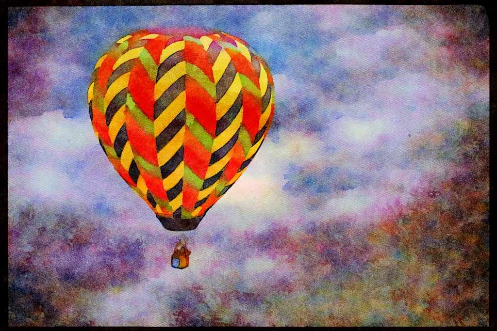 528085 Ballooning Over The Delaware Valley A4 Limited Edition Watercolour Print