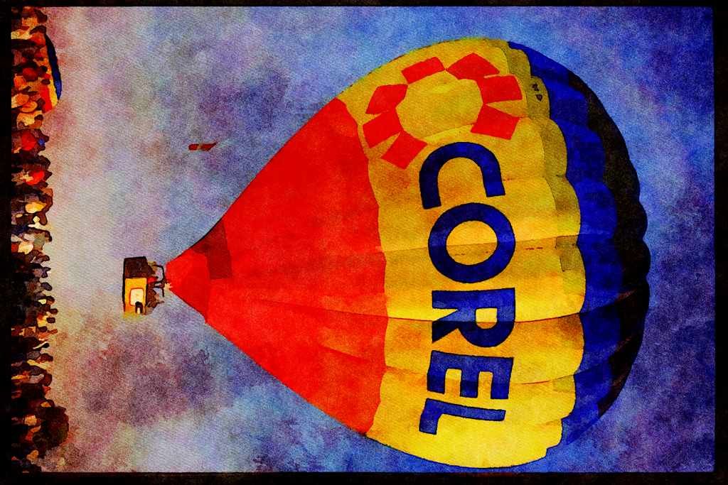 528087 Corel Balloon Over Crowd A4 Limited Edition Watercolour Print