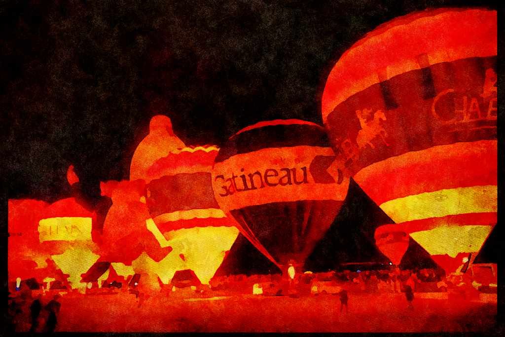 528090 Illuminated Balloons At Night A4 Limited Edition Watercolour Print