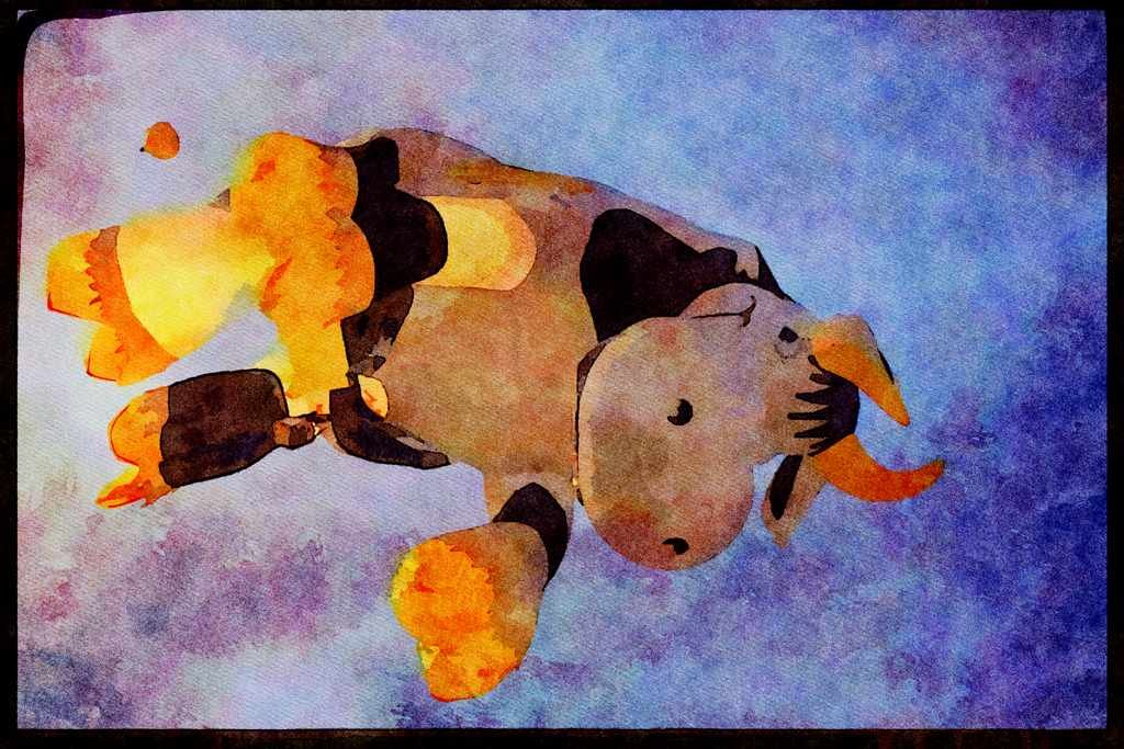 528091 Cow Balloon In Flight A4 Limited Edition Watercolour Print