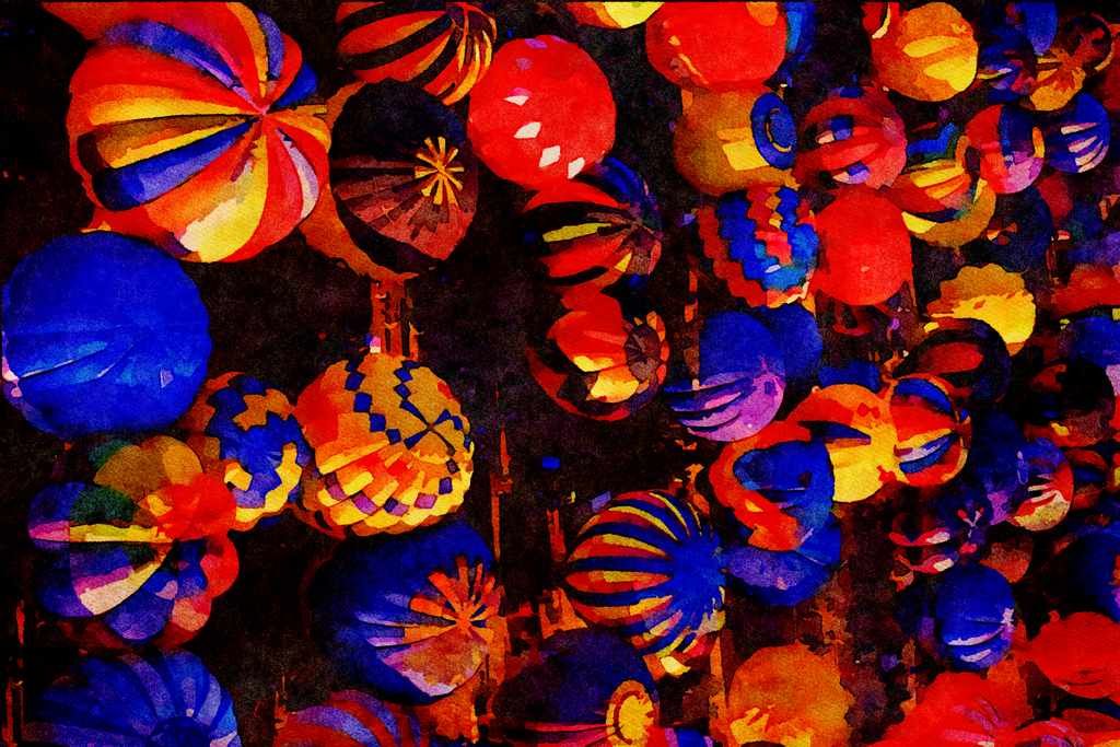 528098 Albuquerque Balloon Fiesta 1993 A4 Limited Edition Watercolour Print