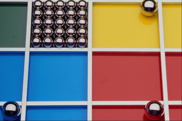 529099 Steel Balls And Rods On Multicolored Acrylic A4 Photo Print