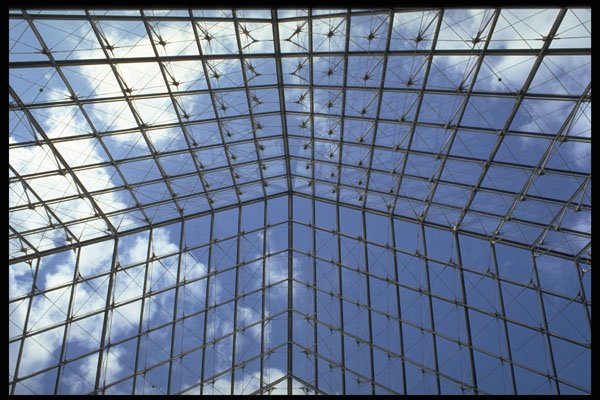 530078 Louvre Pyramid Lines A4 Photo Print