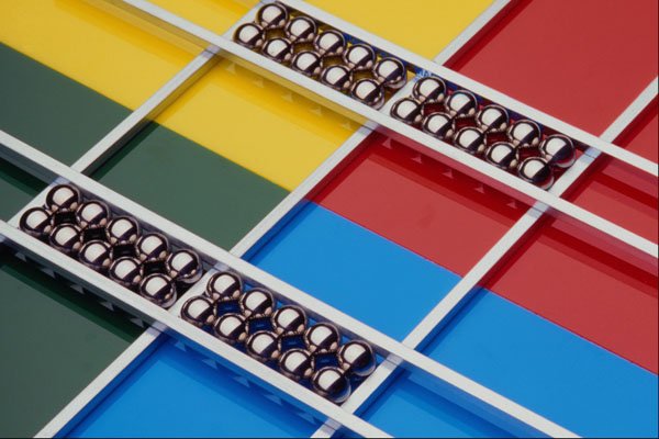 530093 Steel Balls And Rods On Multicolored Acrylic A4 Photo Print