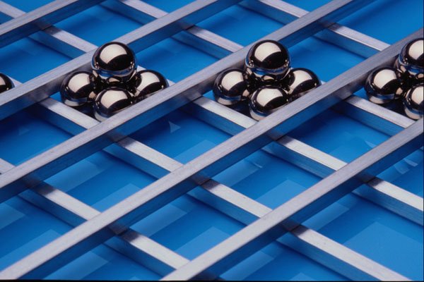530096 Steel Balls And Rods On Blue Acrylic A4 Photo Print
