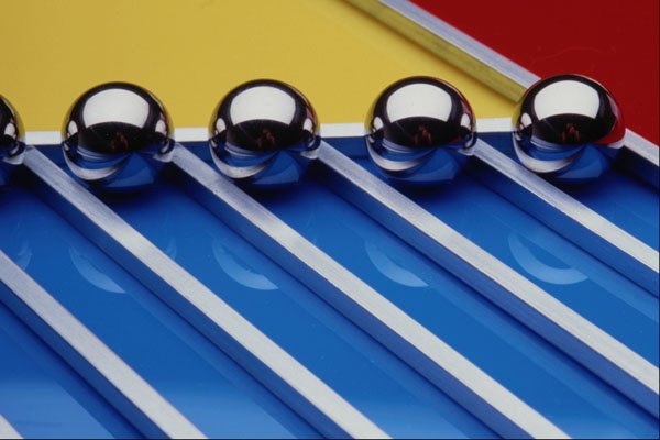 530099 Steel Balls And Rods On Multicolored Acrylic A4 Photo Print