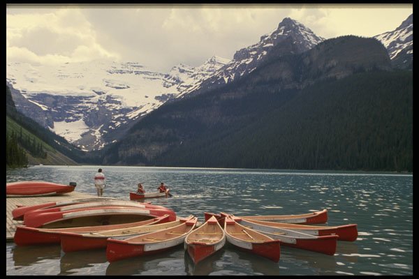 531040 Canoeing In The Rockies A4 Photo Print