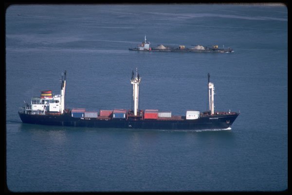 531081 Container Ship Arriving In Vancouver Harbor A4 Photo Print