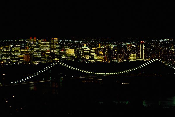 531090 Lion's Gate Bridge With Vancouver Skyline A4 Photo Print