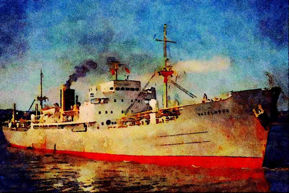 535012 HAZELMOOR, British Anchor Line Cargo Vessel A4 Limited Edition Watercolour Print