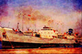 535018 British built Steamer LOCARNO Docking A4 Limited Edition Watercolour Print