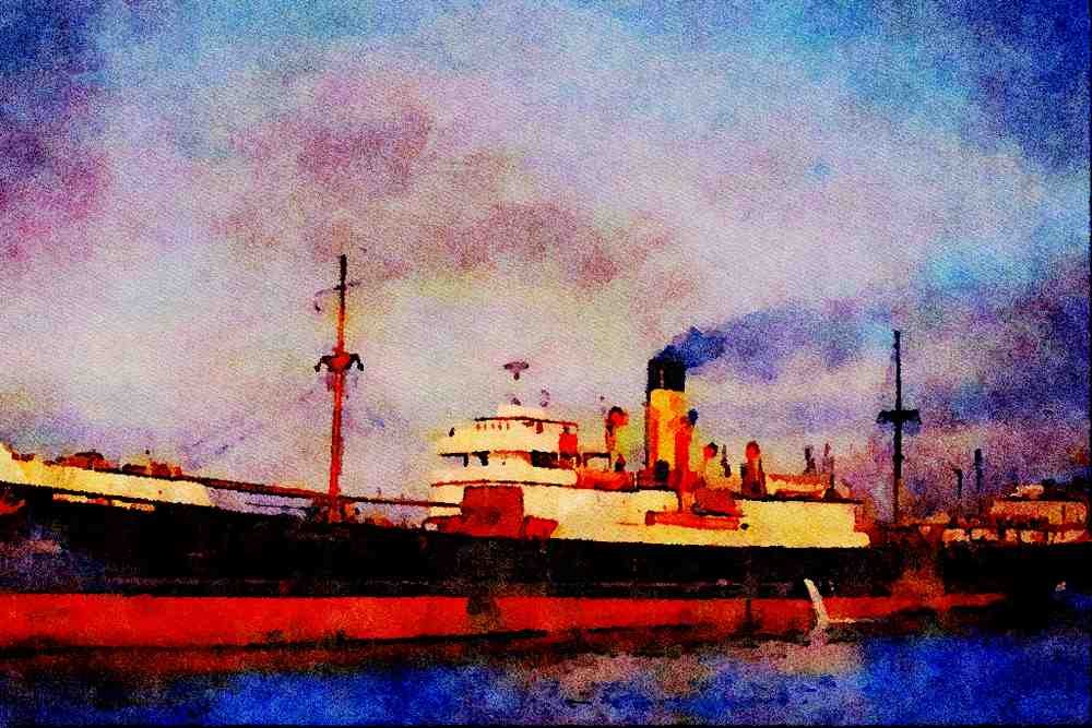 535024 Spanish Steamer SATRUSTEGUI Built In 1920 In Canada A4 Limited Edition Watercolour Print