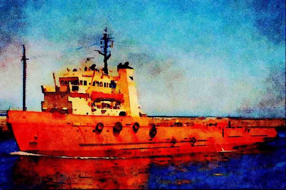 535025 Oil Rig Support Vessel SEA PIPER A4 Limited Edition Watercolour Print