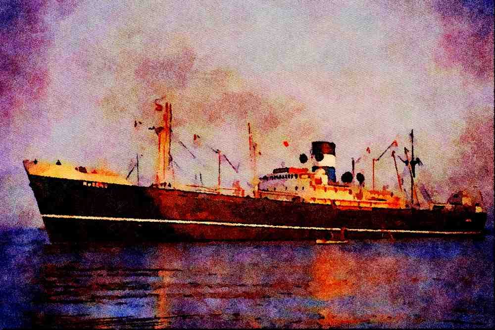 535041 RUBENS, British Lamport And Holt Steamer A4 Limited Edition Watercolour Print