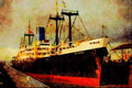 535049 British P&O Steamer NYANZA In Lock A4 Limited Edition Watercolour Print