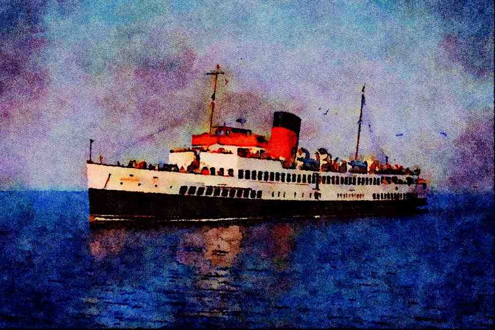 535052 QUEEN MARY II, 1933 Built Scottish Coastal Steamer A4 Limited Edition Watercolour Print