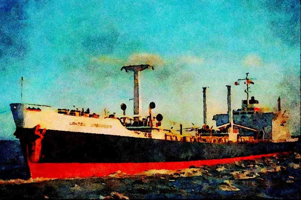 535054 LONDON GRENADIER, British Built SD.14 Type Cargo Vessel A4 Limited Edition Watercolour Print