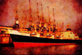 535063 Cunard Line Cargo Vessel SCYTHIA In Dock A4 Limited Edition Watercolour Print