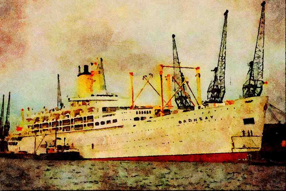 535069 Traditional Orient Liner ORONSAY At Southampton, U.K. A4 Limited Edition Watercolour Print