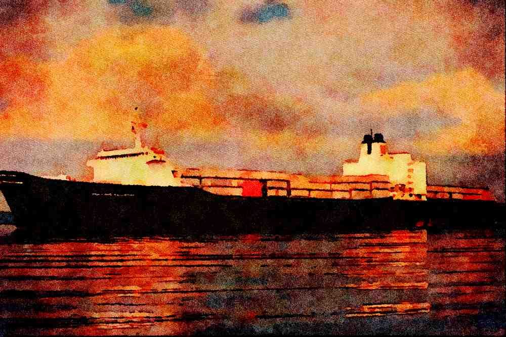 535073 American Container Ship SEA LAND GALLOWAY A4 Limited Edition Watercolour Print
