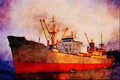 535074 1961 Anchor Line Cargo Vessel EUCADIA A4 Limited Edition Watercolour Print